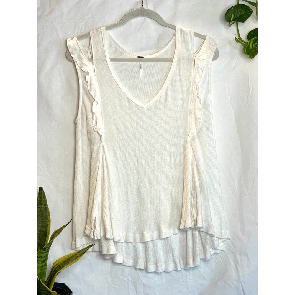 Free People Sheer Babydoll Waffle Knit Top